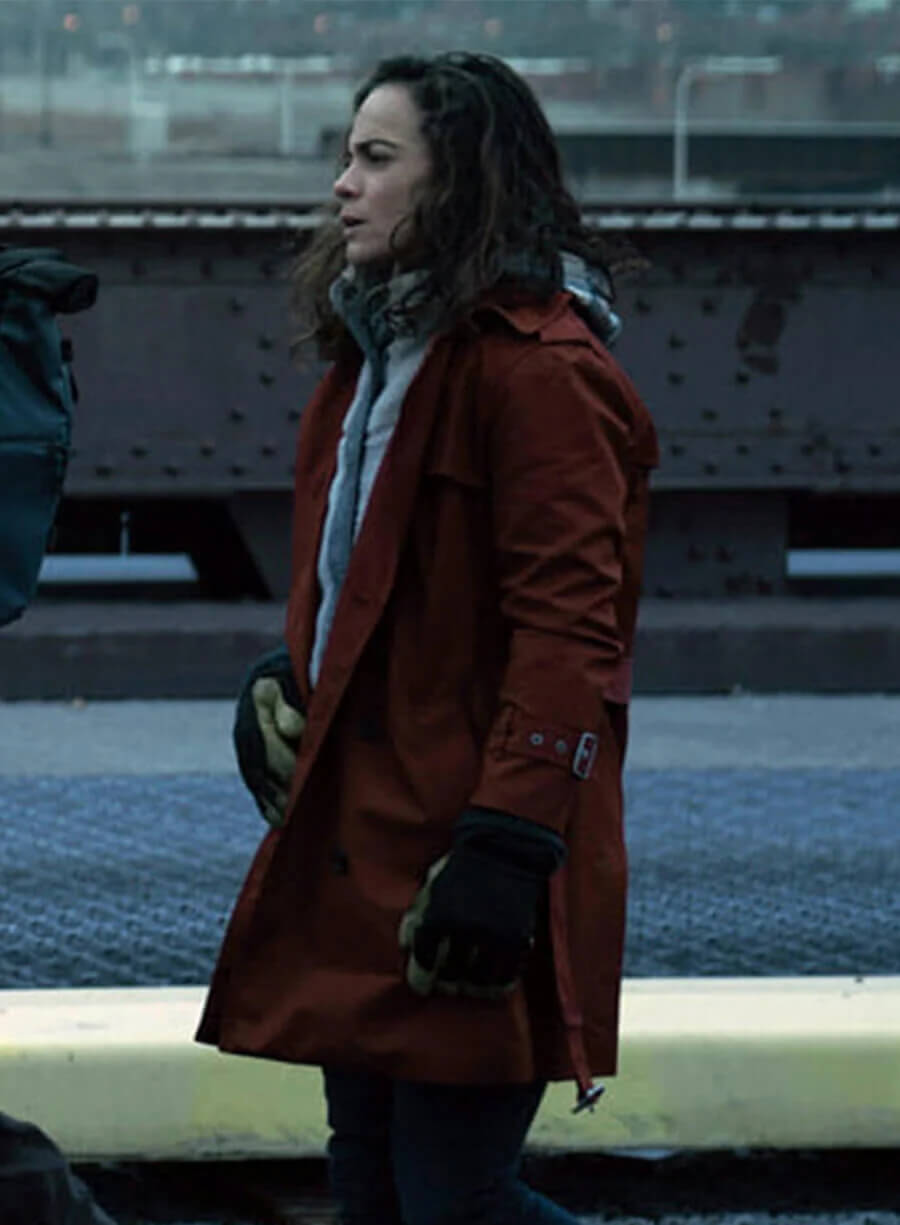 Alice Braga Dark Matter Amanda Lucas Red Cotton Coat