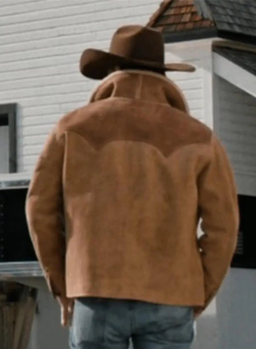 Kevin Costner Yellowstone S03 John Dutton Brown Suede Jacket
