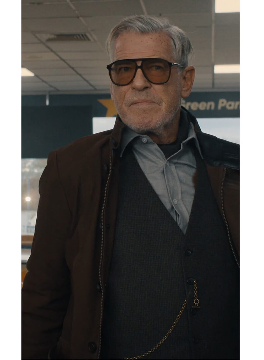 MobLand S02 Pierce Brosnan Brown Suede Jacket
