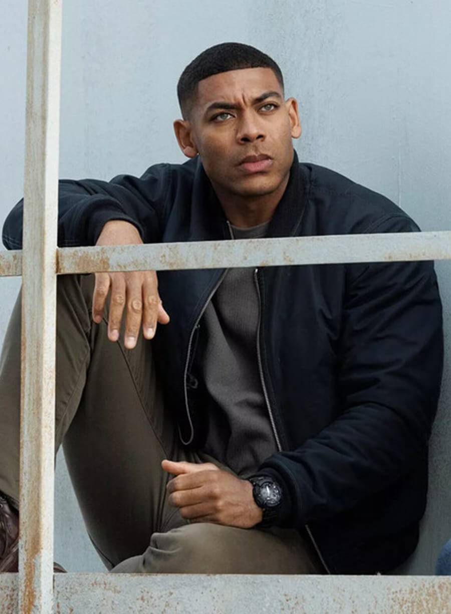 Aaron Pierre Lanterns S01 John Stewart Black Bomber Jacket