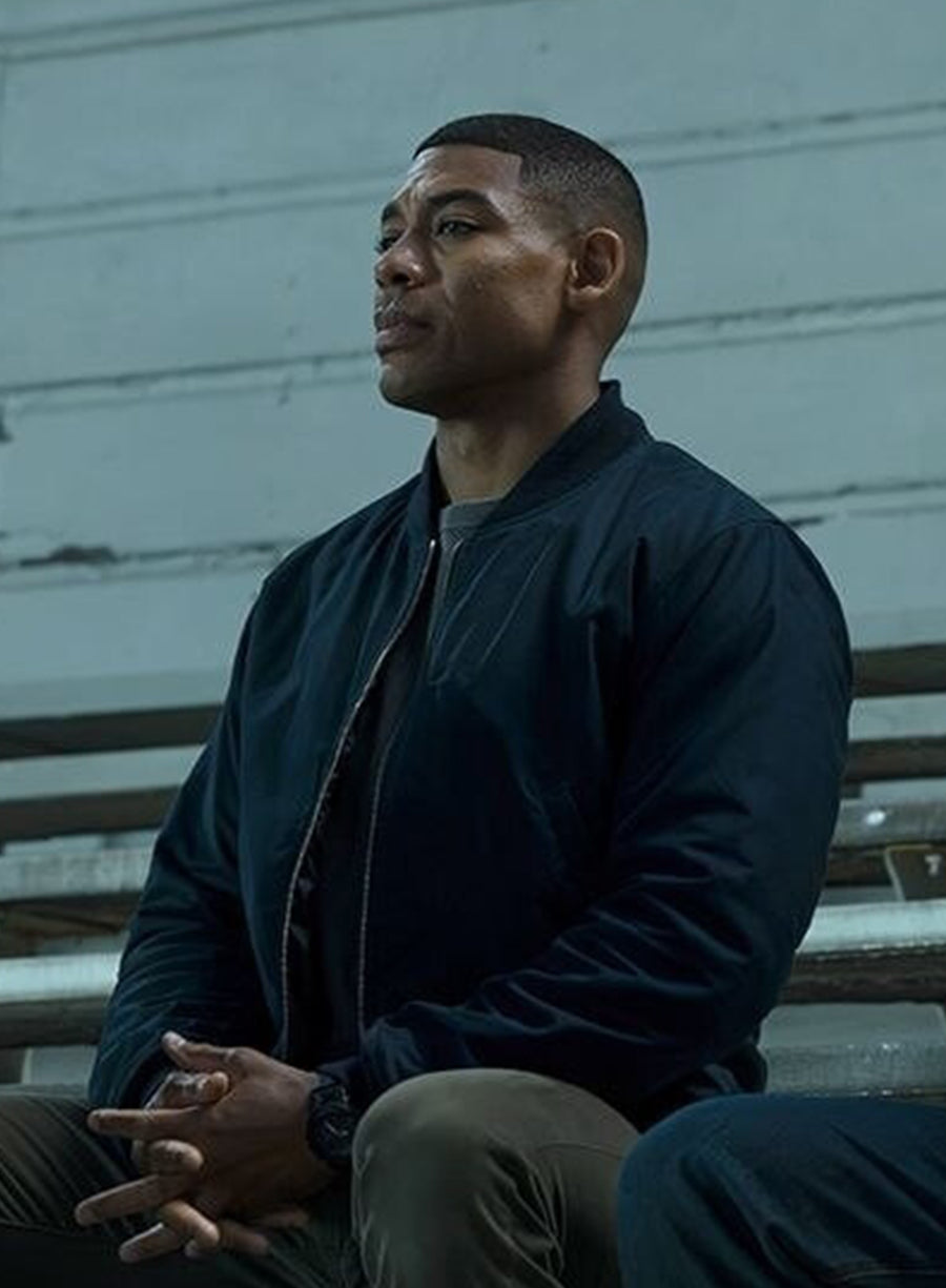 Aaron Pierre Lanterns S01 John Stewart Black Bomber Jacket