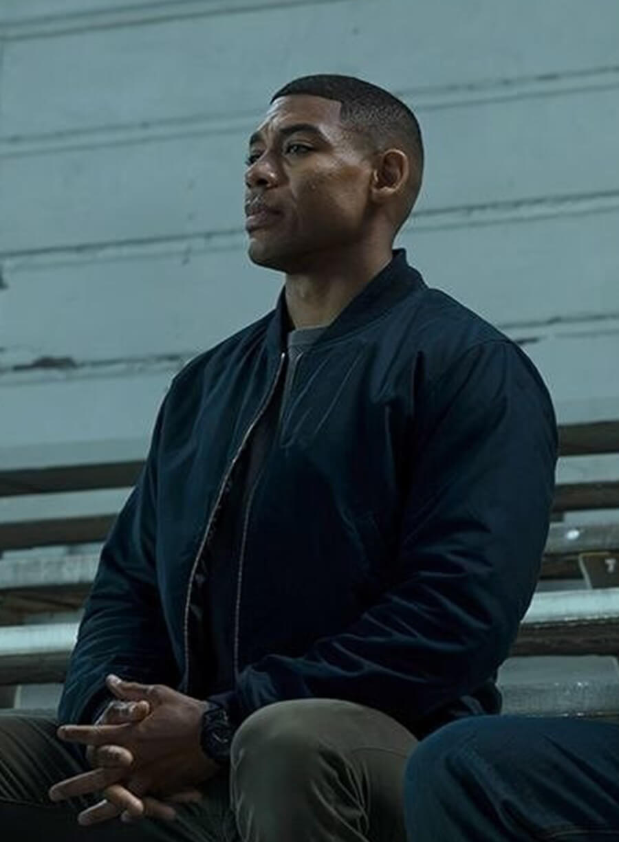 Aaron Pierre Lanterns S01 John Stewart Black Bomber Jacket