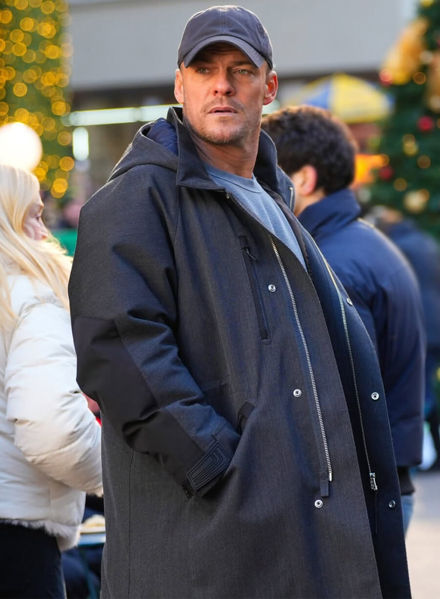 Alan Ritchson The Man with the Bag 2026 Black Jacket