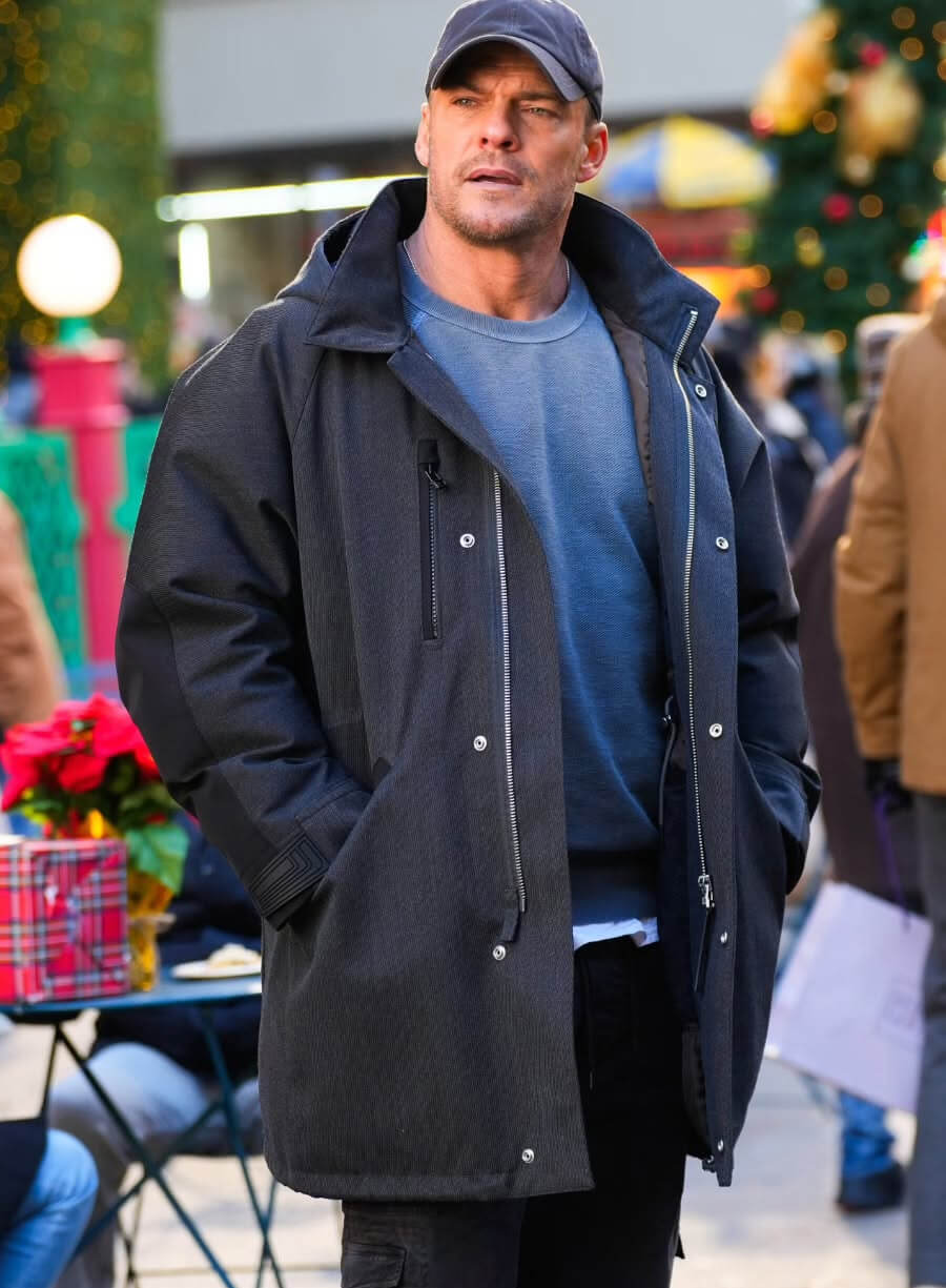 Alan Ritchson The Man with the Bag 2026 Black Jacket