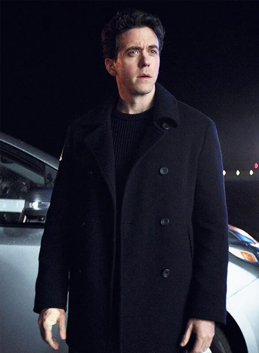 Ashley Zukerman Silo S03 Daniel Keene Black Wool Coat