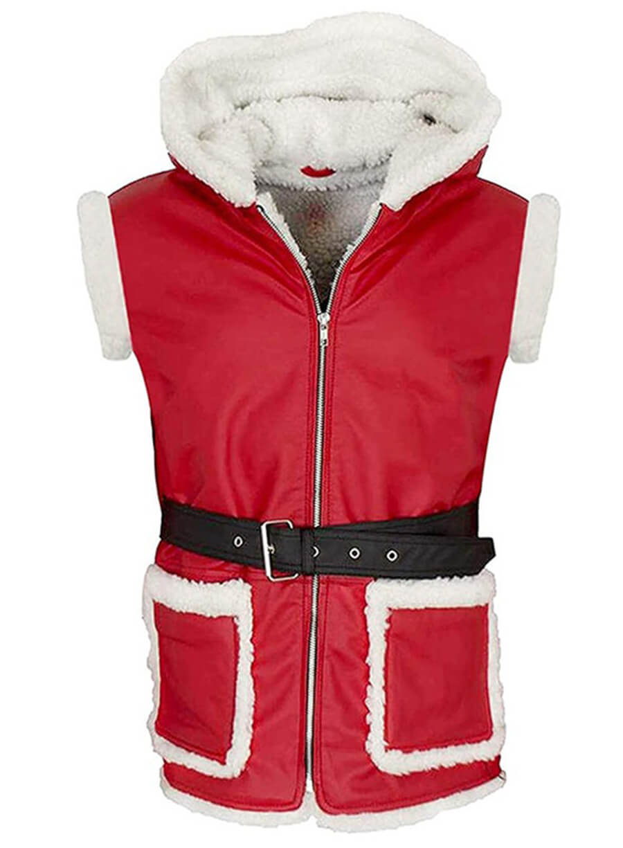 Bad Santa Claus Leather Hooded Christmas Vest