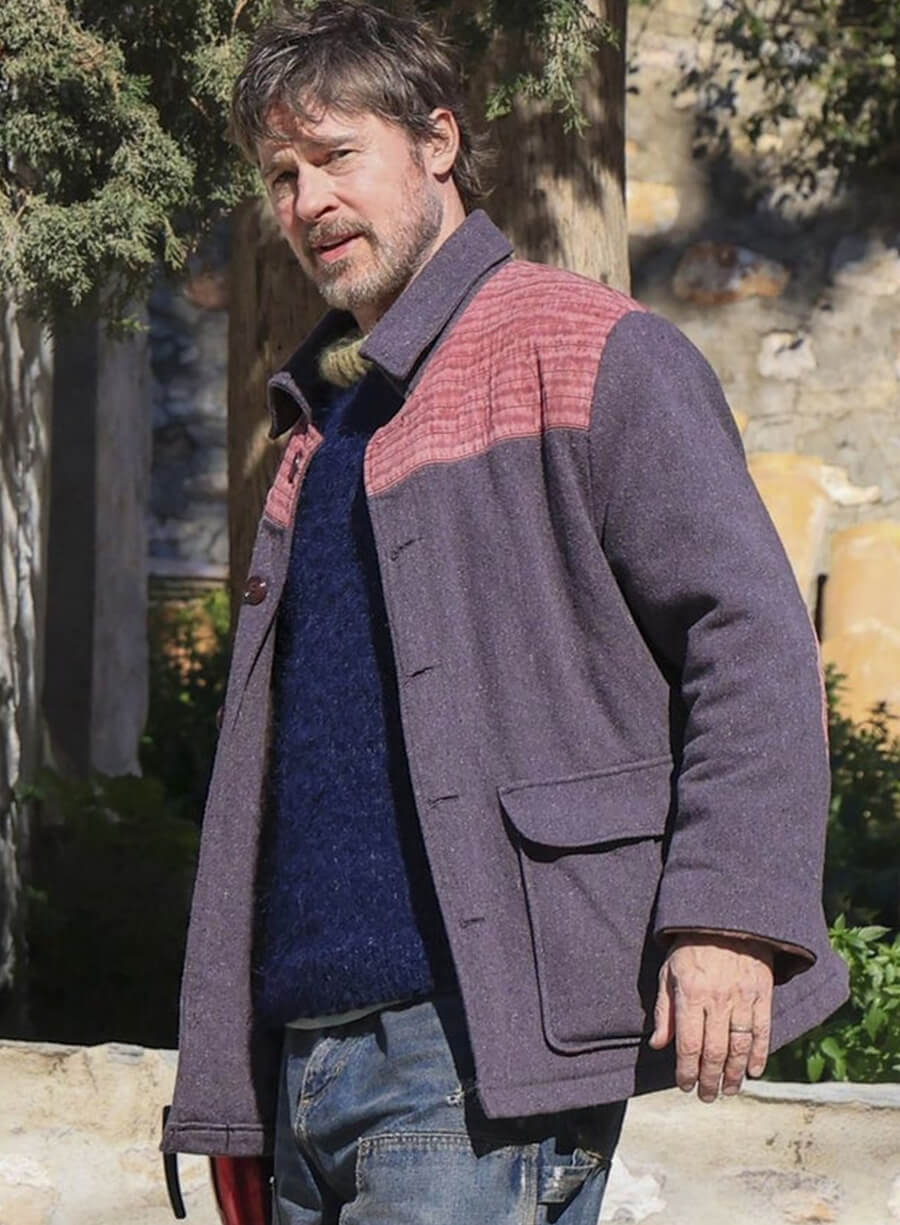 Brad Pitt Purple Wool Jacket
