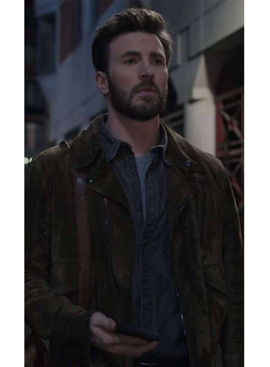 Chris Evans Ghosted Cole Turner Brown Suede Jacket