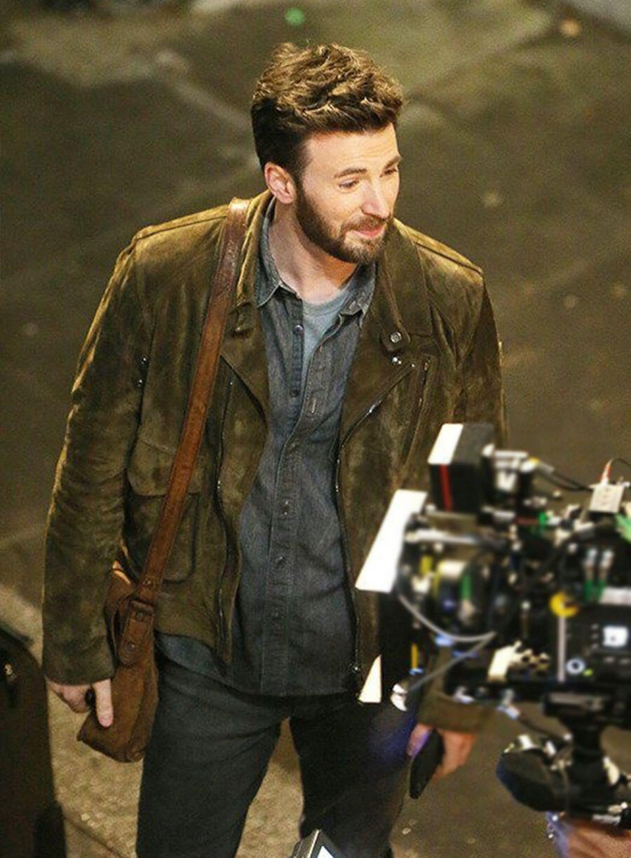 Chris Evans Ghosted Cole Turner Brown Suede Jacket