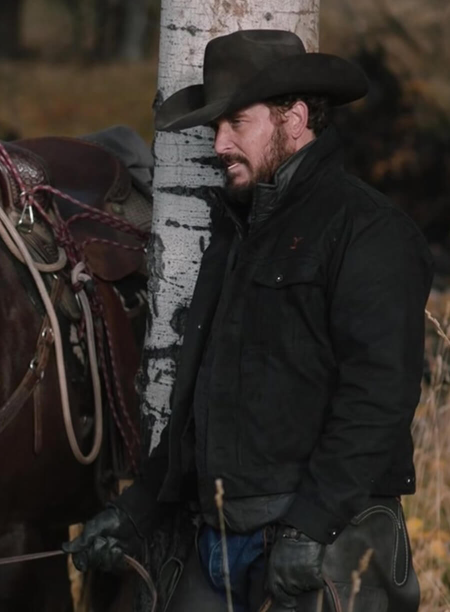 Cole Hauser Yellowstone Rip Wheeler Black Cotton Jacket 