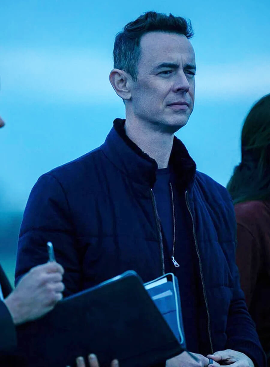 Colin Hanks Silo S03 Per Stensen Blue Bomber Jacket