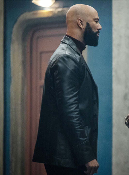Common Silo S03 Robert Sims Black Leather Blazer Coat
