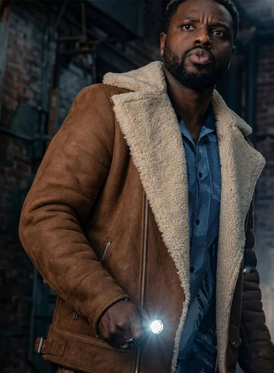 Dark Matter Shearling Suede Jacket