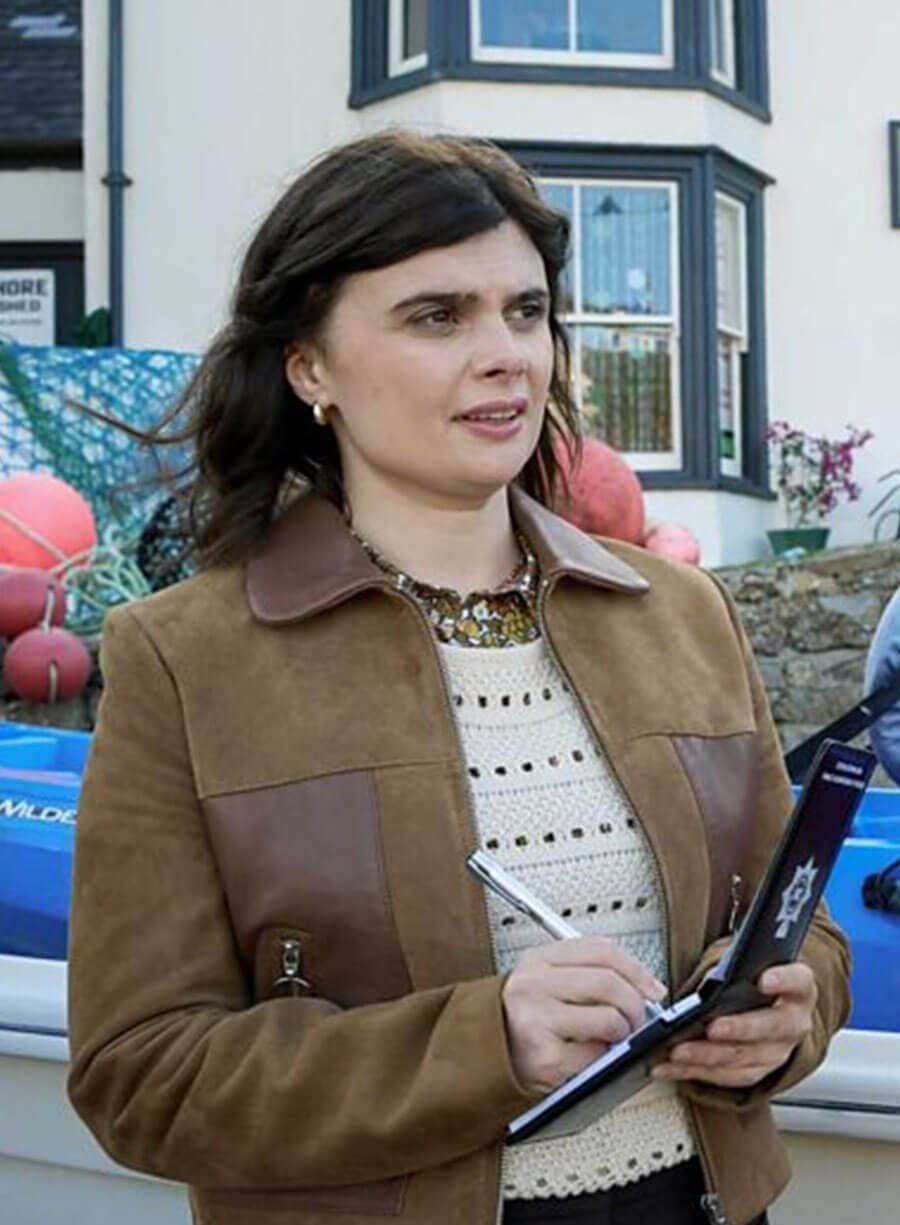 Death Valley S02 Janie Mallowan Brown Suede Leather Jacket