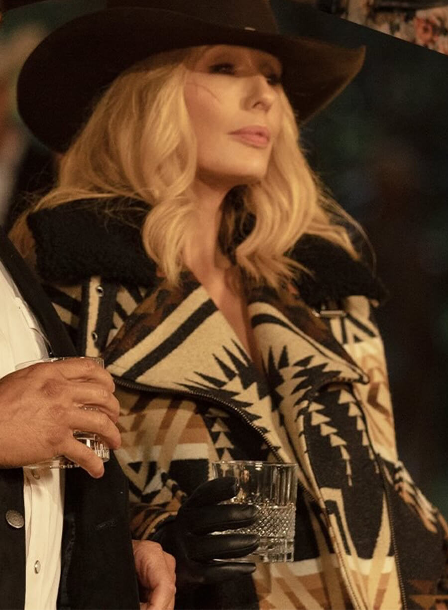 Kelly Reilly Dutton Ranch Aztec Printed Jacket