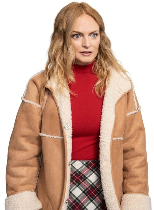 Heather Graham Suede Shearling Jacket