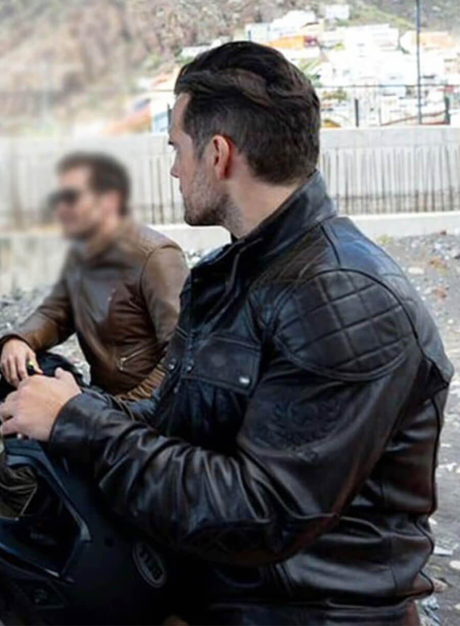 Henry Cavill In The Grey 2026 Sid Black Biker Leather Jacket