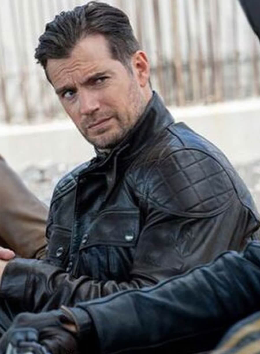 Henry Cavill In The Grey 2026 Sid Black Biker Leather Jacket
