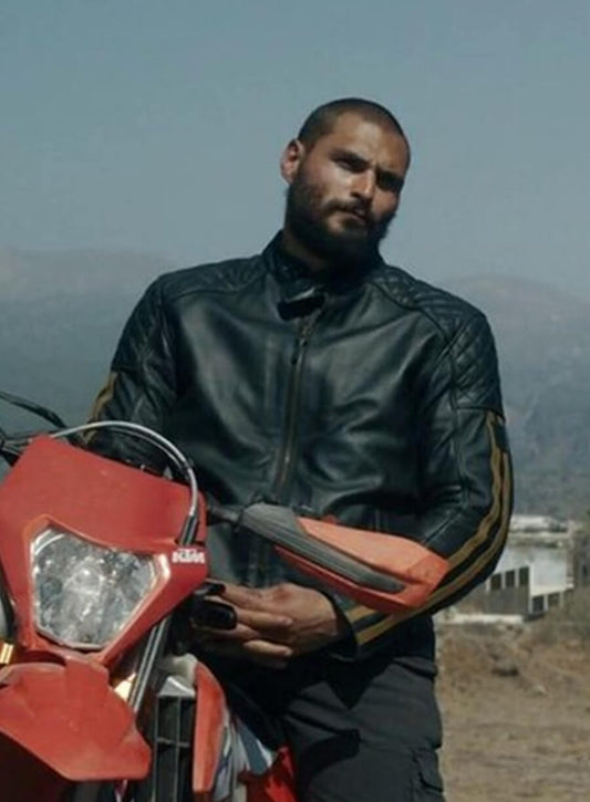 Christian Ochoa Lavernia In the Grey Biker Leather Jacket 