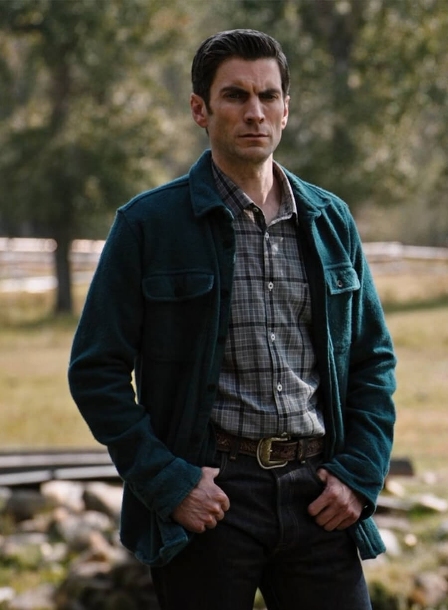 Wes Bentley Yellowstone S04 Green Wool Jacket
