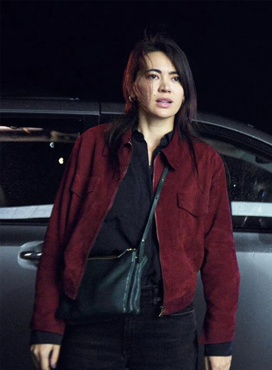 Jessica Henwick Silo S03 Helen Drew Suede Leather Jacket