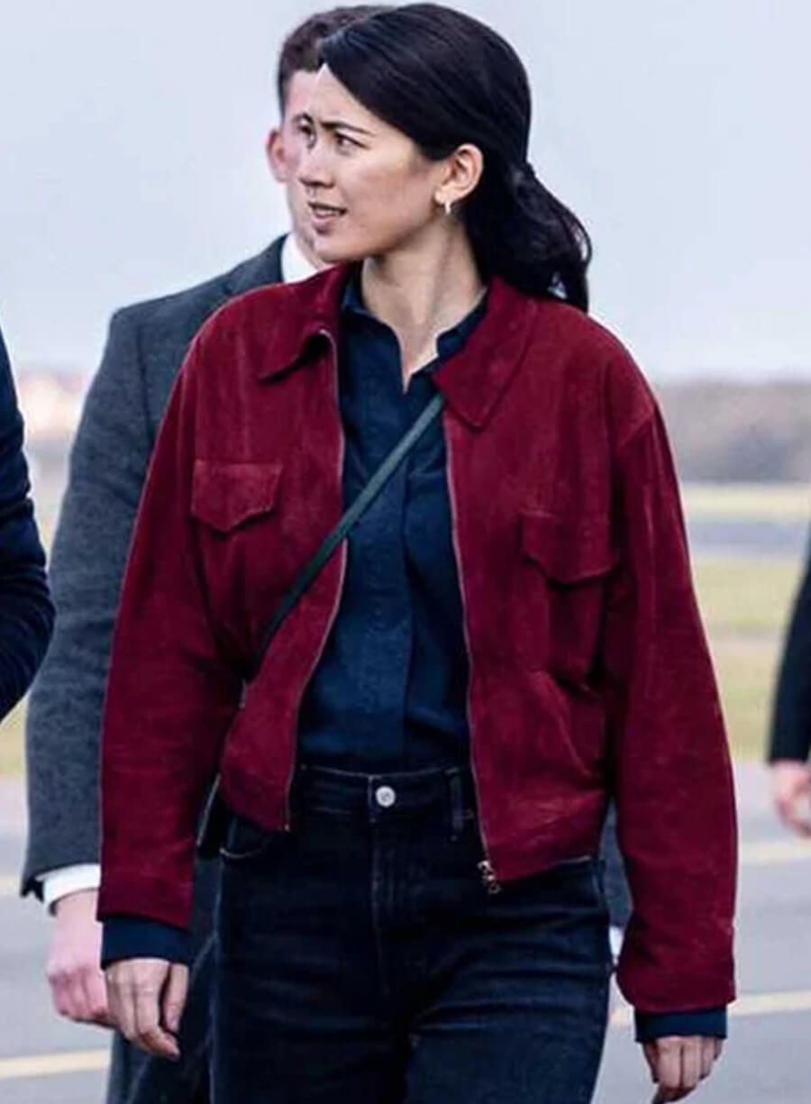 Jessica Henwick Silo S03 Helen Drew Suede Leather Jacket