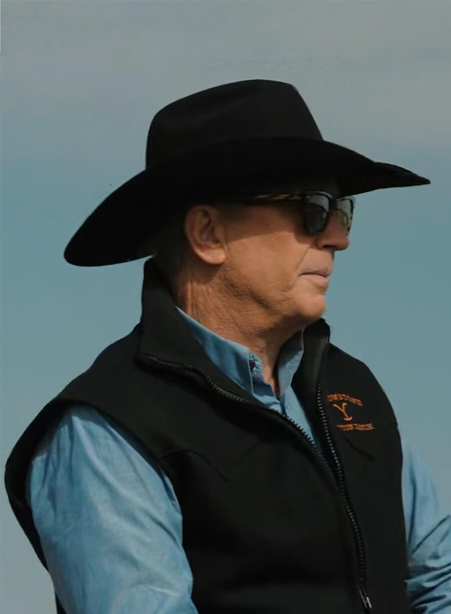 John Dutton Yellowstone Kevin Costner Black Vest