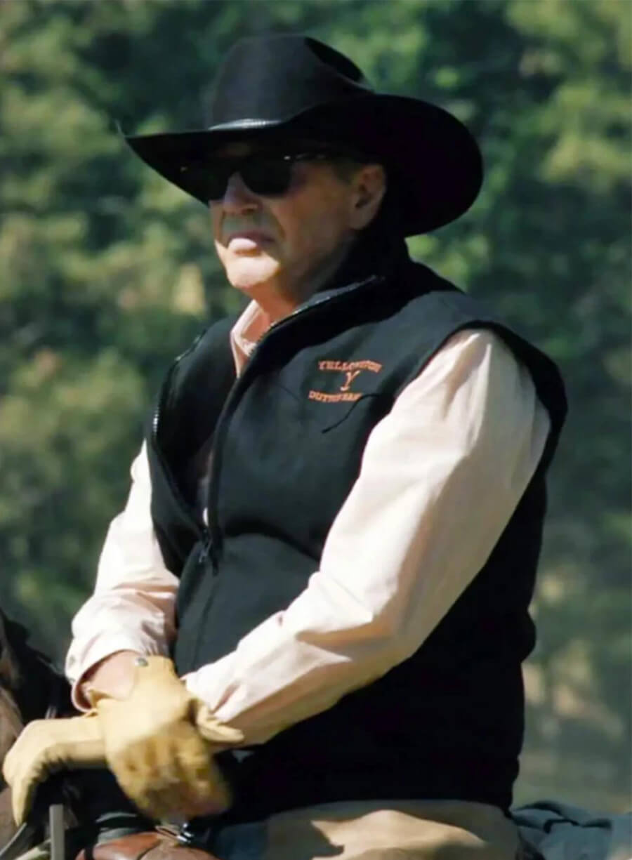 John Dutton Yellowstone Kevin Costner Black Vest