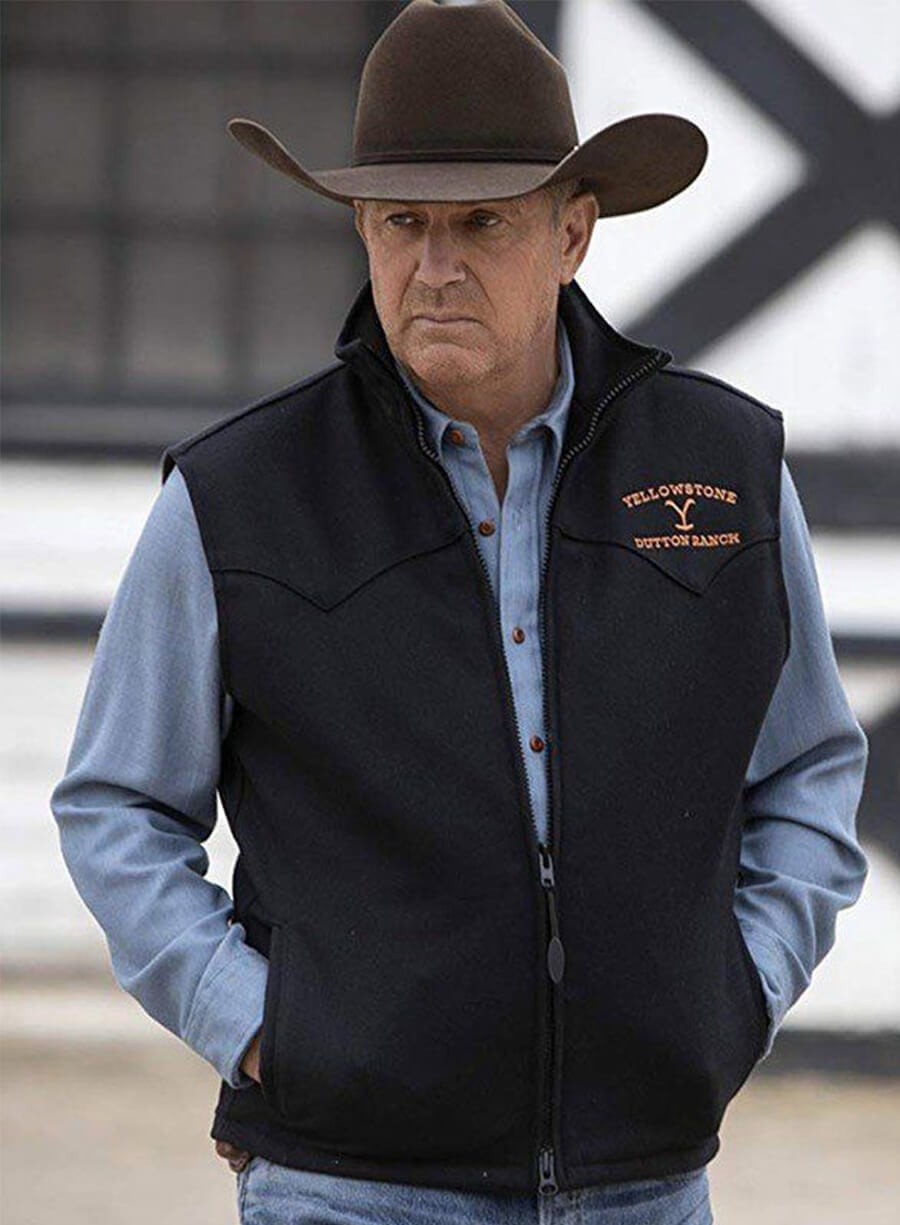 John Dutton Yellowstone Kevin Costner Black Vest