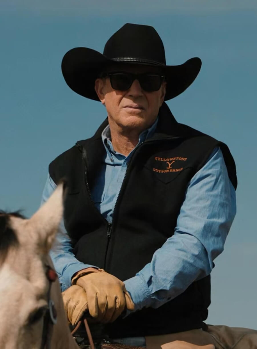 John Dutton Yellowstone Kevin Costner Black Vest