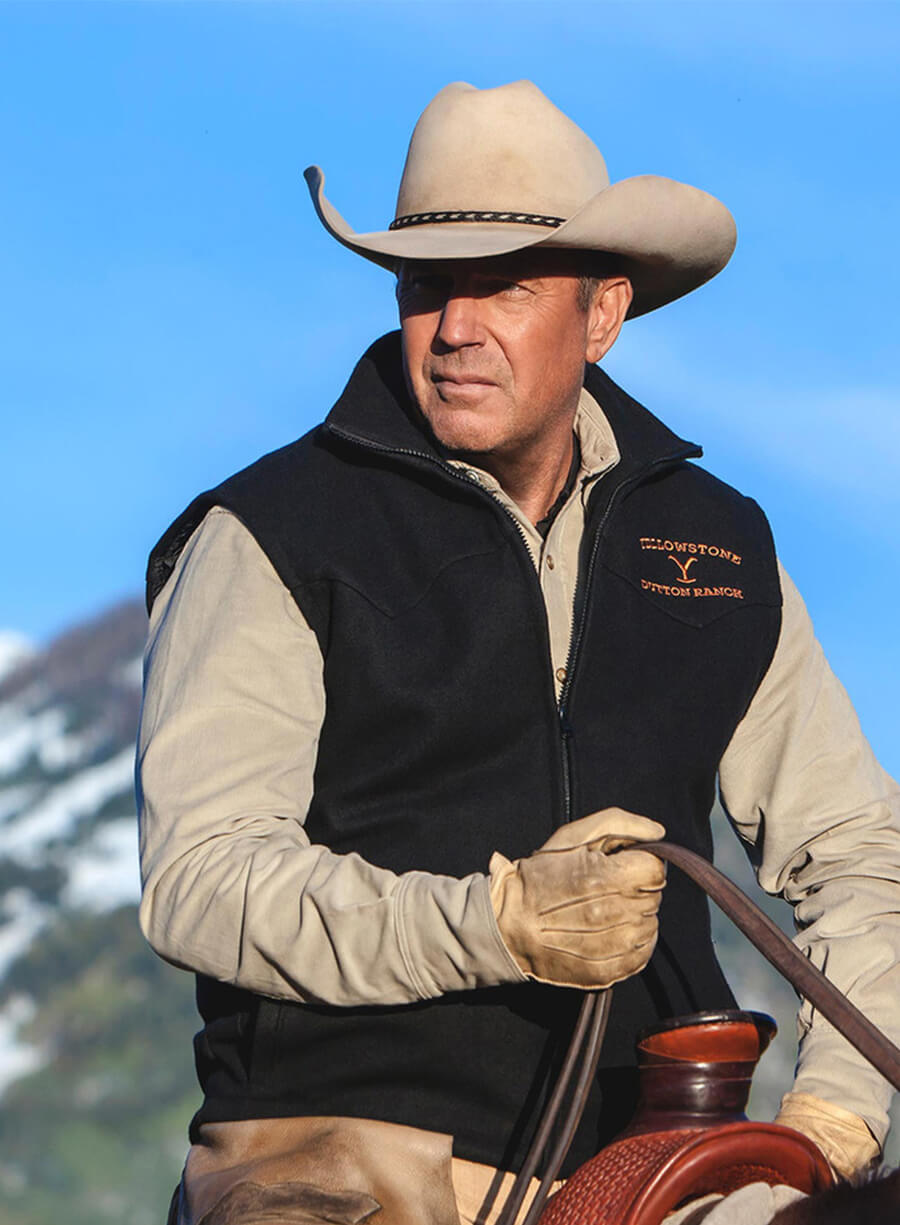 John Dutton Yellowstone Kevin Costner Black Vest