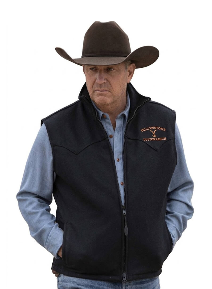 John Dutton Yellowstone Kevin Costner Black Vest
