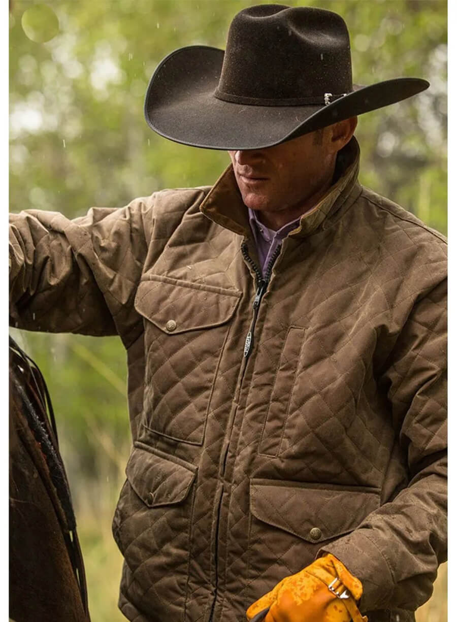 John Dutton Yellowstone Season 4 Brown Quilted Jacket