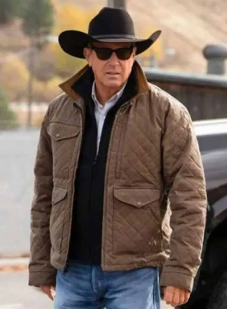 John Dutton Yellowstone Season 4 Brown Quilted Jacket