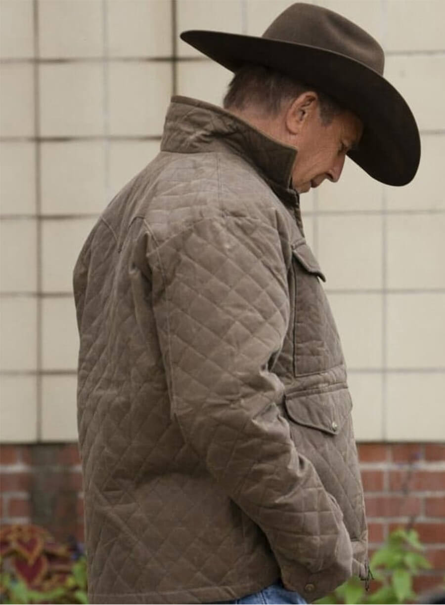 John Dutton Yellowstone Season 4 Brown Quilted Jacket