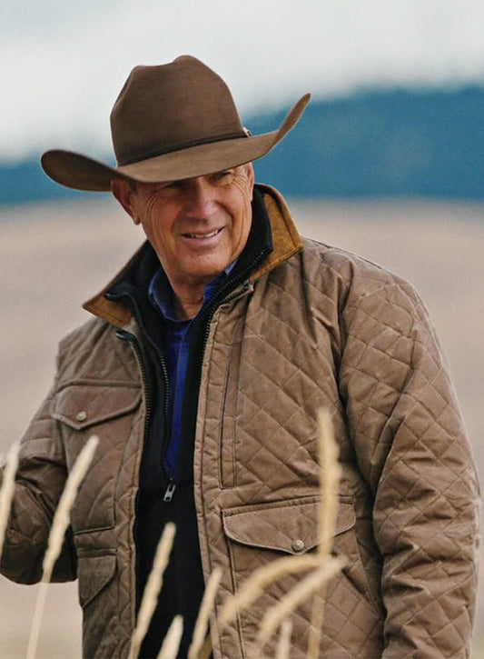 John Dutton Yellowstone Season 4 Brown Quilted Jacket