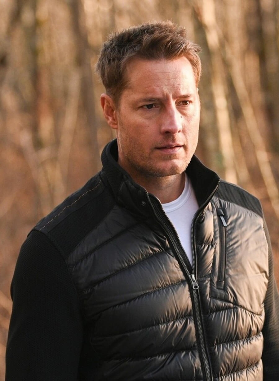 Justin Hartley Tracker Colter Shaw Blue Puffer Jacket