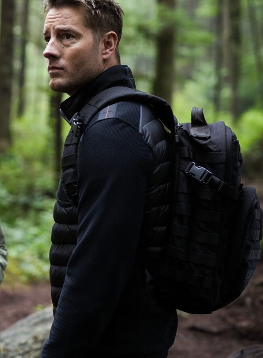 Justin Hartley Tracker Colter Shaw Blue Puffer Jacket