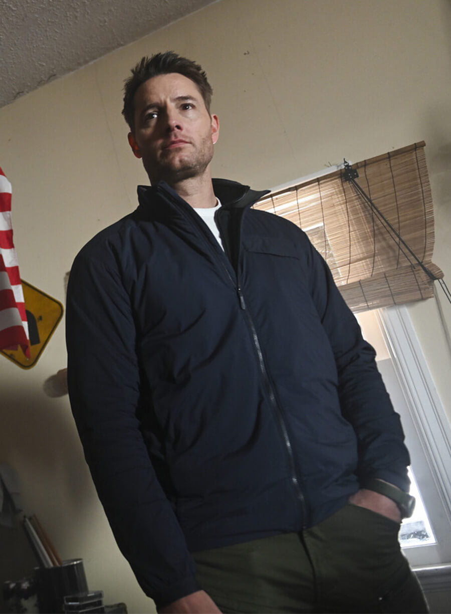 Justin Hartley Tracker S01 Colter Shaw Navy Jacket