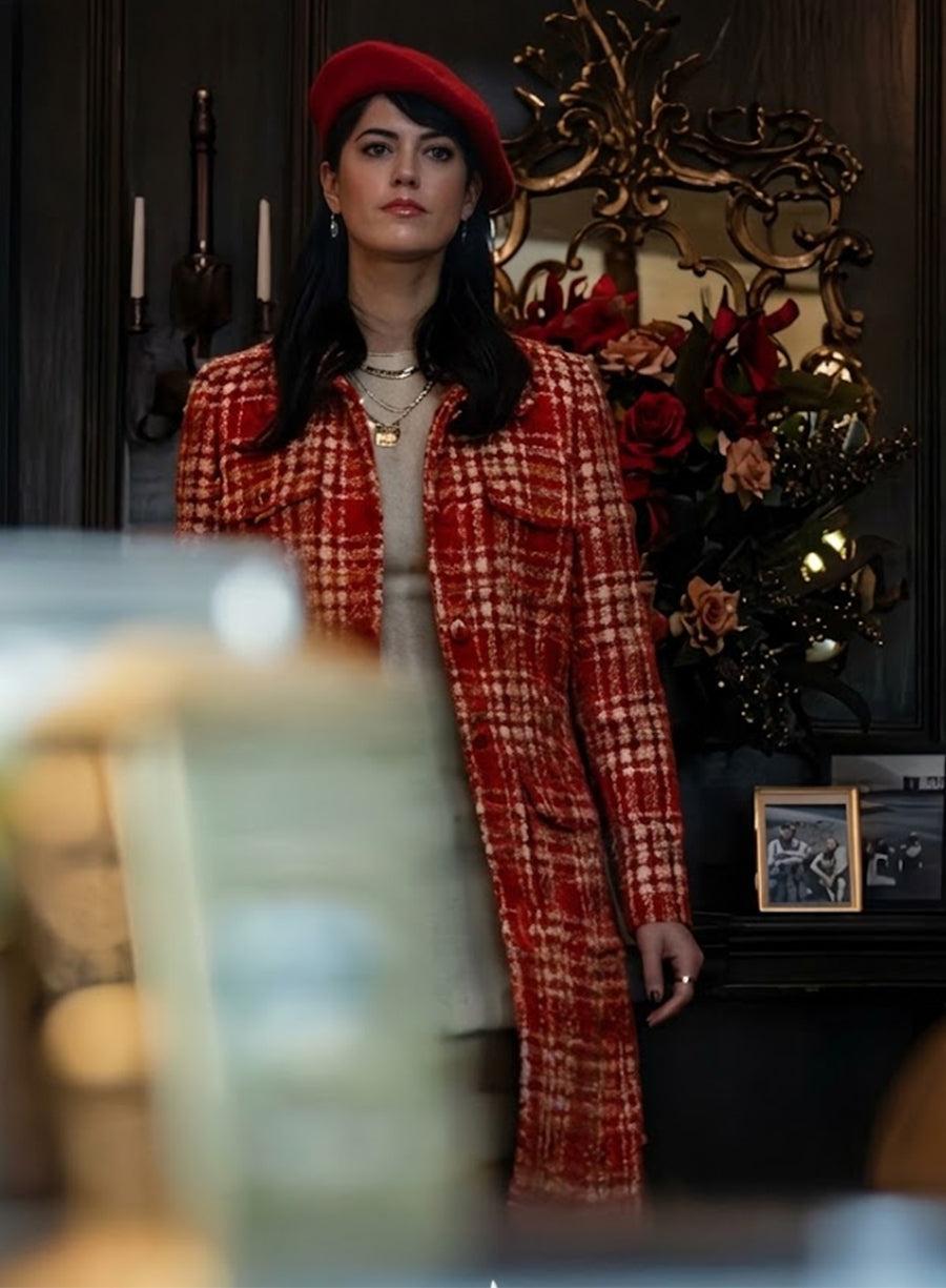 Kaya Scodelario The Gentlemen 2024 Plaid Wool Coat