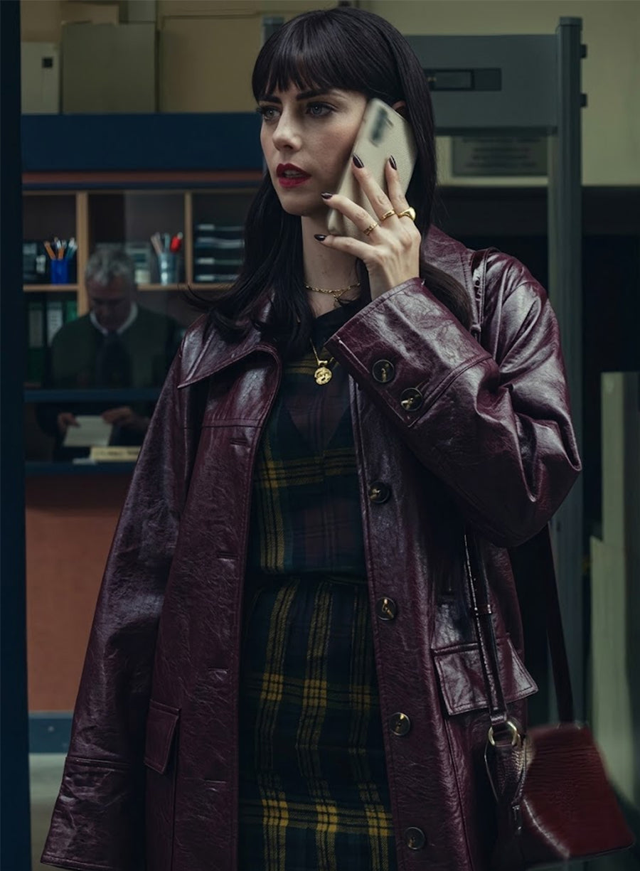 The Gentlemen Susie Glass Maroon Leather Coat