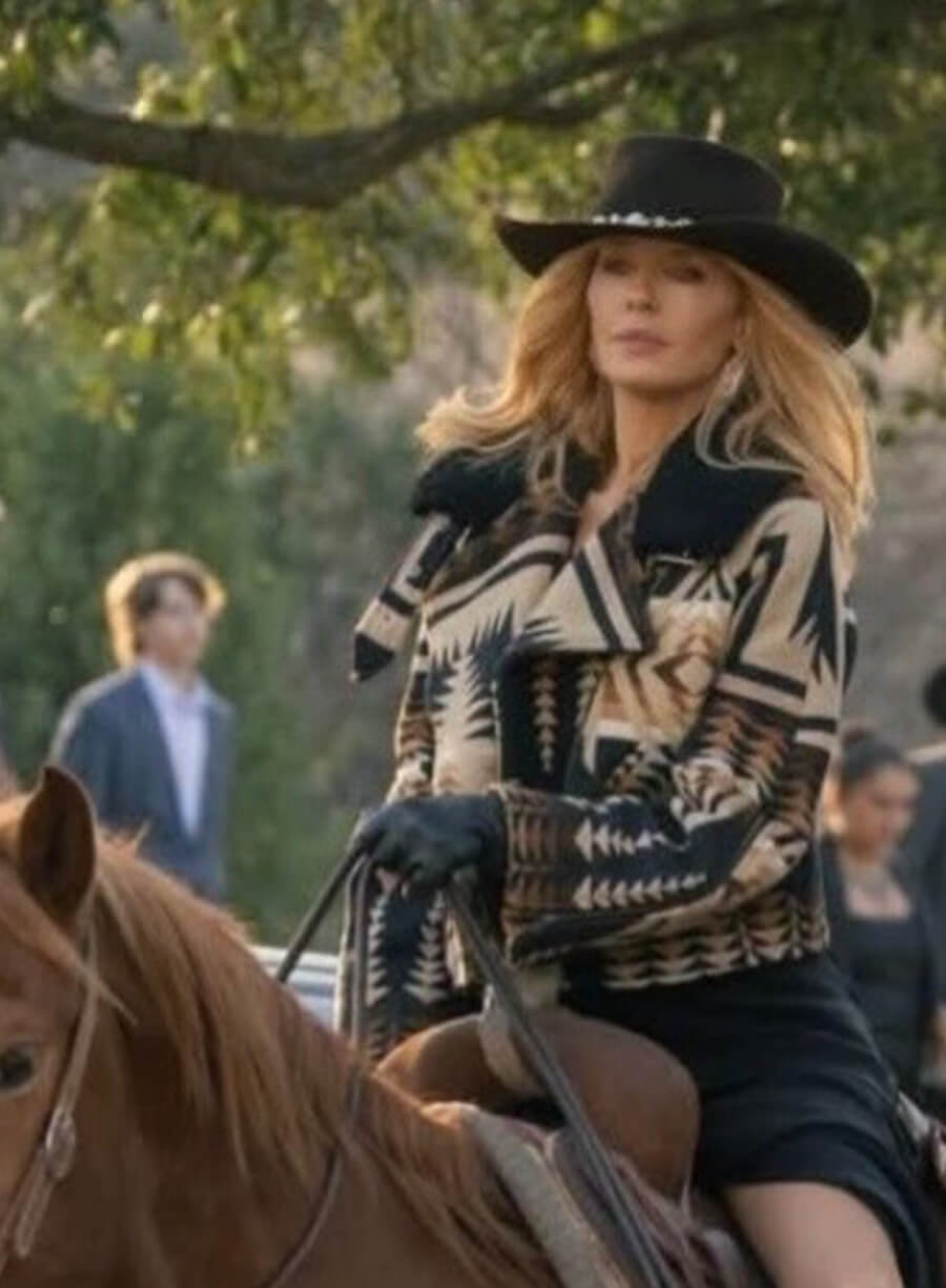 Kelly Reilly Yellowstone Inspired Beth Dutton Aztec Jacket
