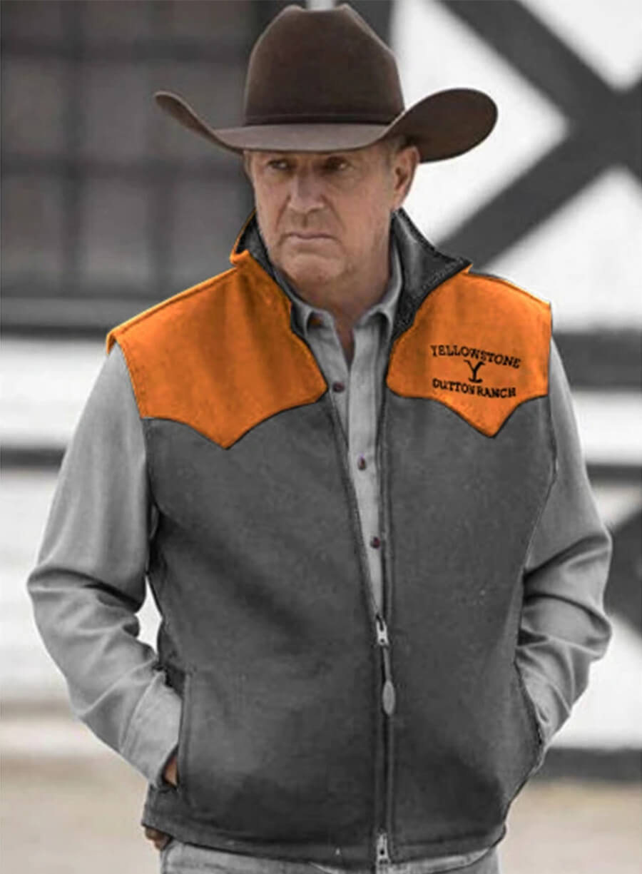 Yellowstone John Dutton Orange Gray Vest