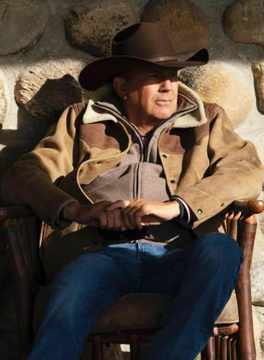 Kevin Costner Yellowstone S03 John Dutton Brown Suede Jacket