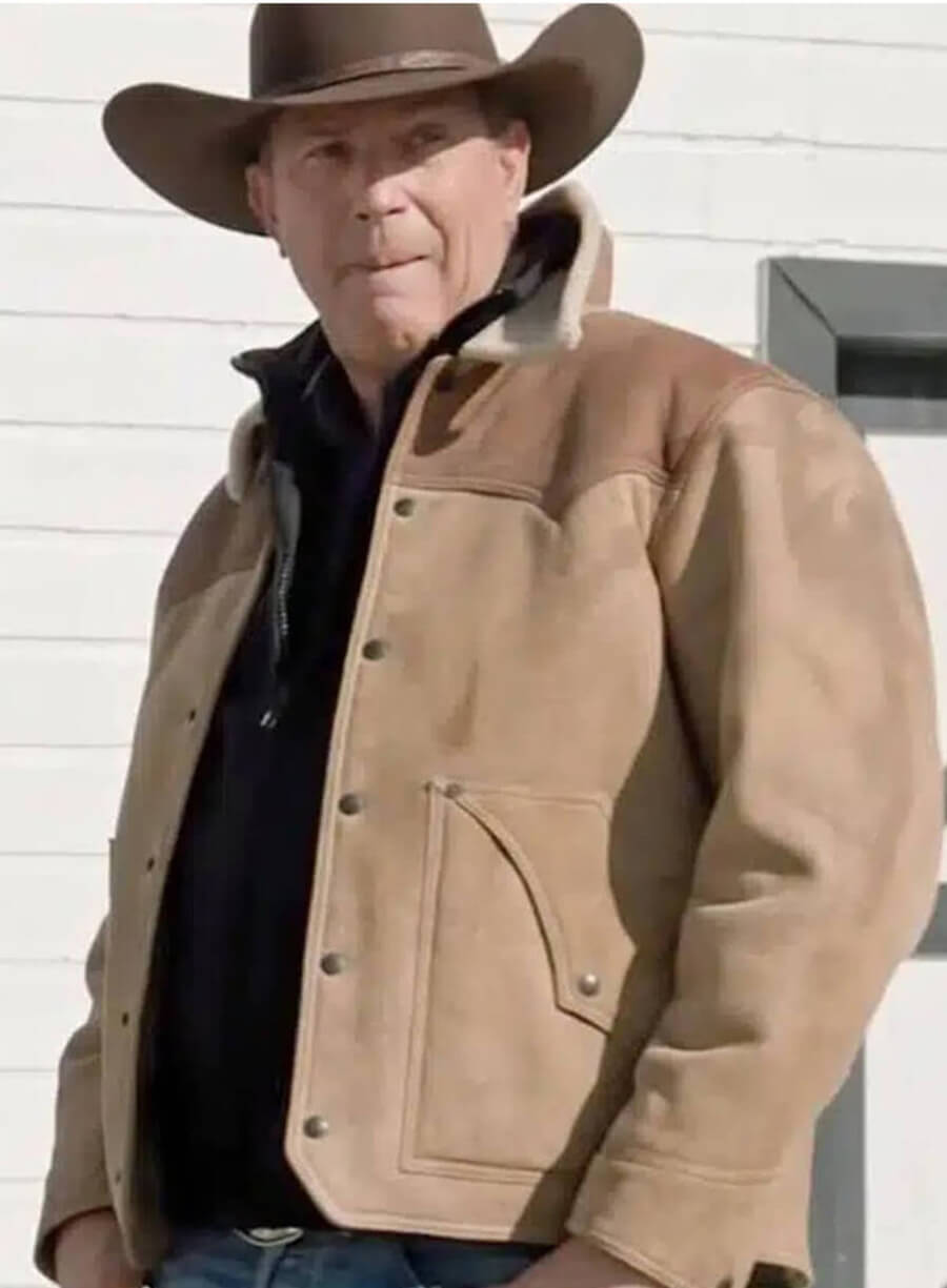 Kevin Costner Yellowstone S03 John Dutton Brown Suede Jacket