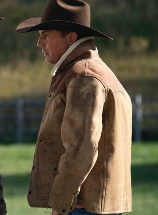 Kevin Costner Yellowstone S03 John Dutton Brown Suede Jacket