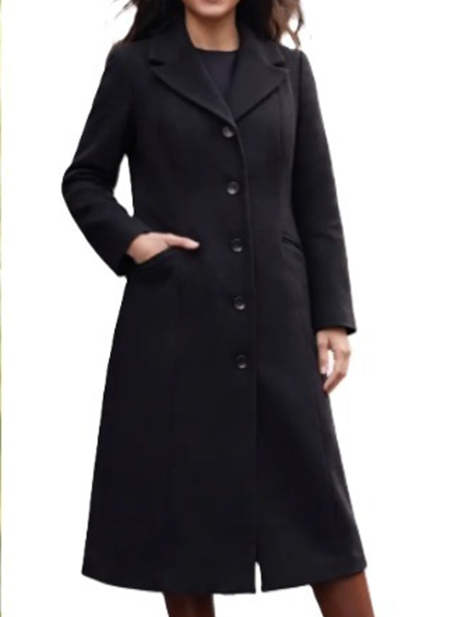 Lanterns S01 Kelly Macdonald Black Wool Coat