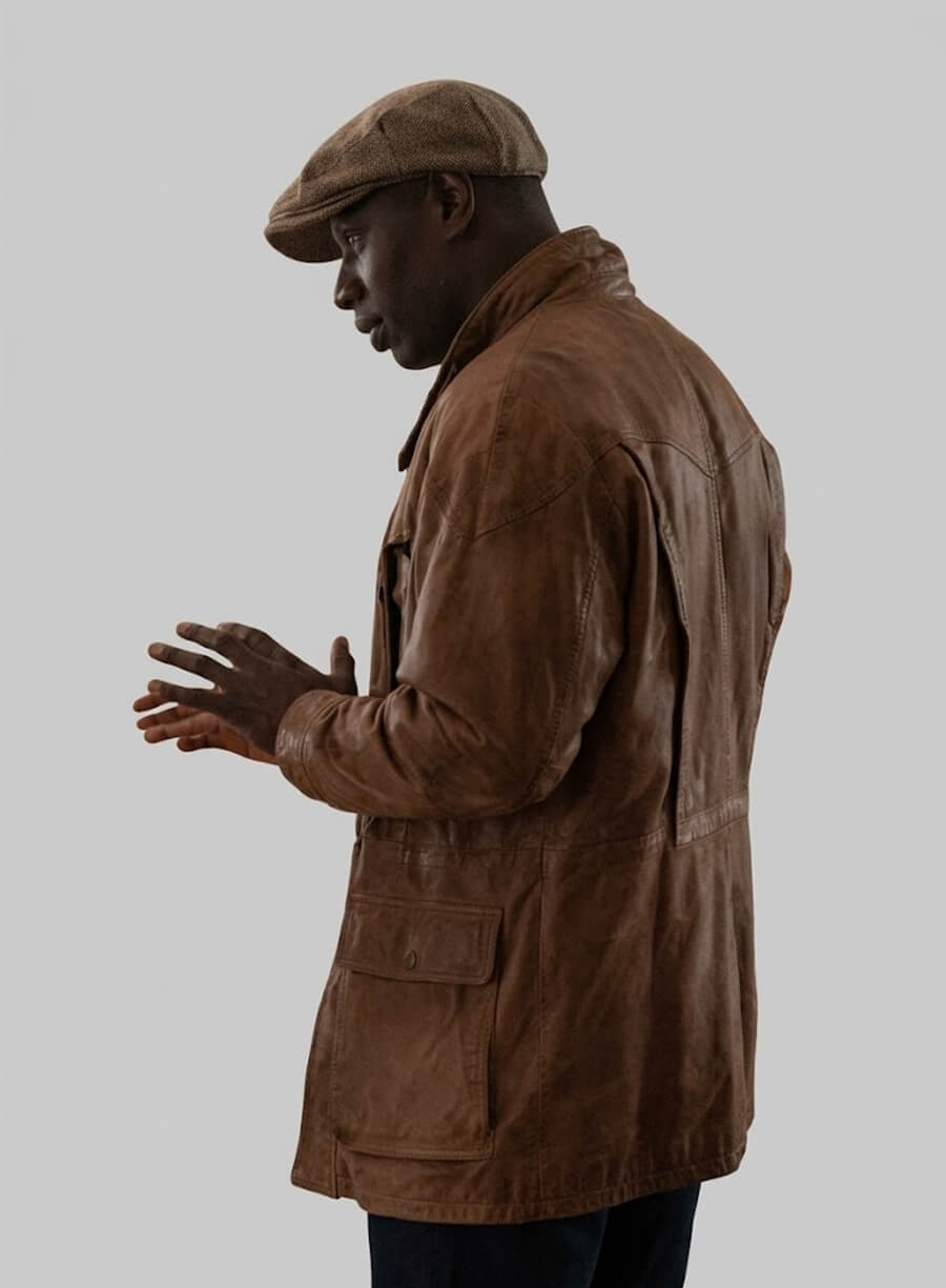 Lupin Omar Sy Assane Diop Brown Leather Jacket