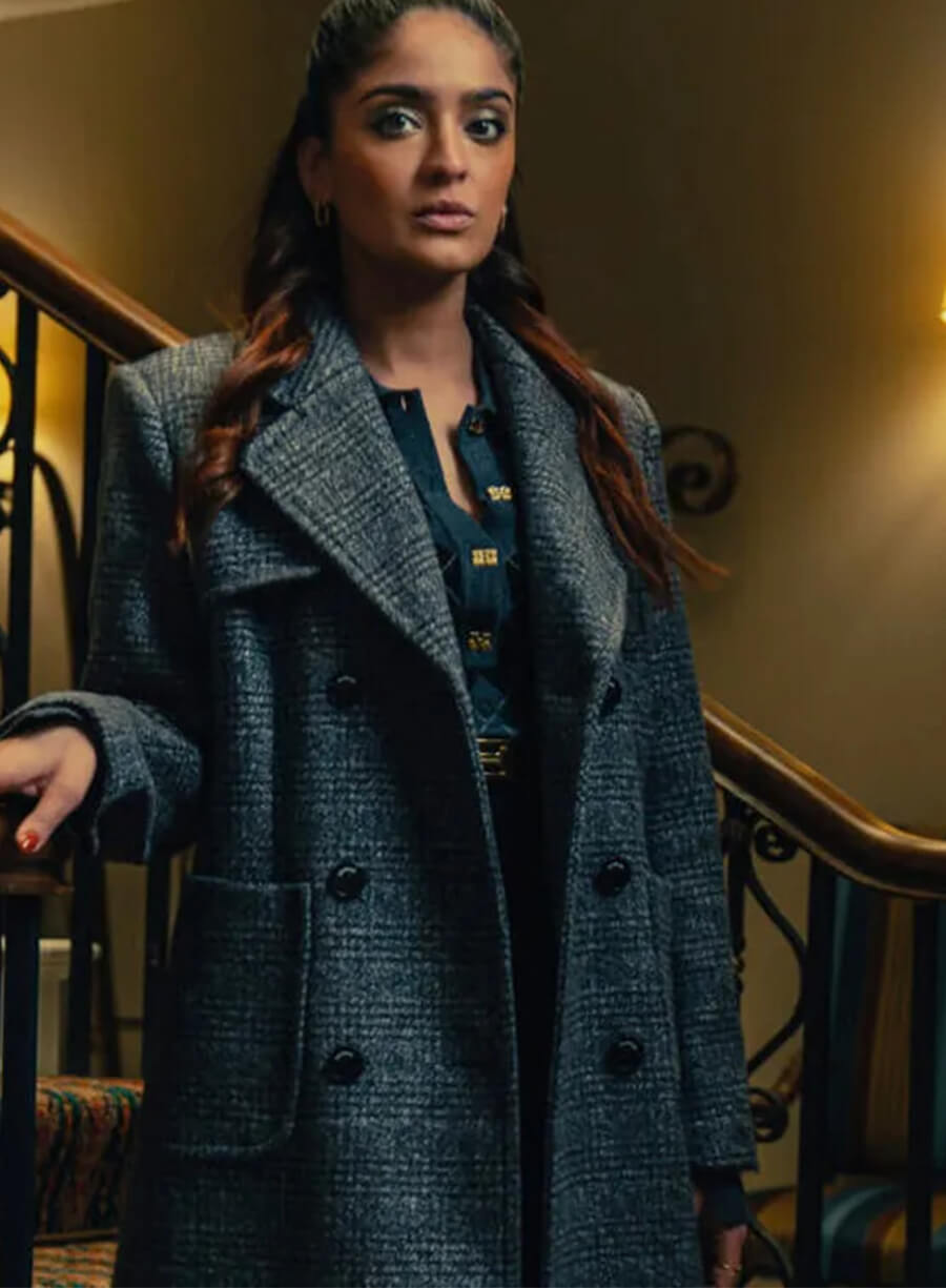 Mandeep Dhillon MobLand S01 Gray Wool Coat