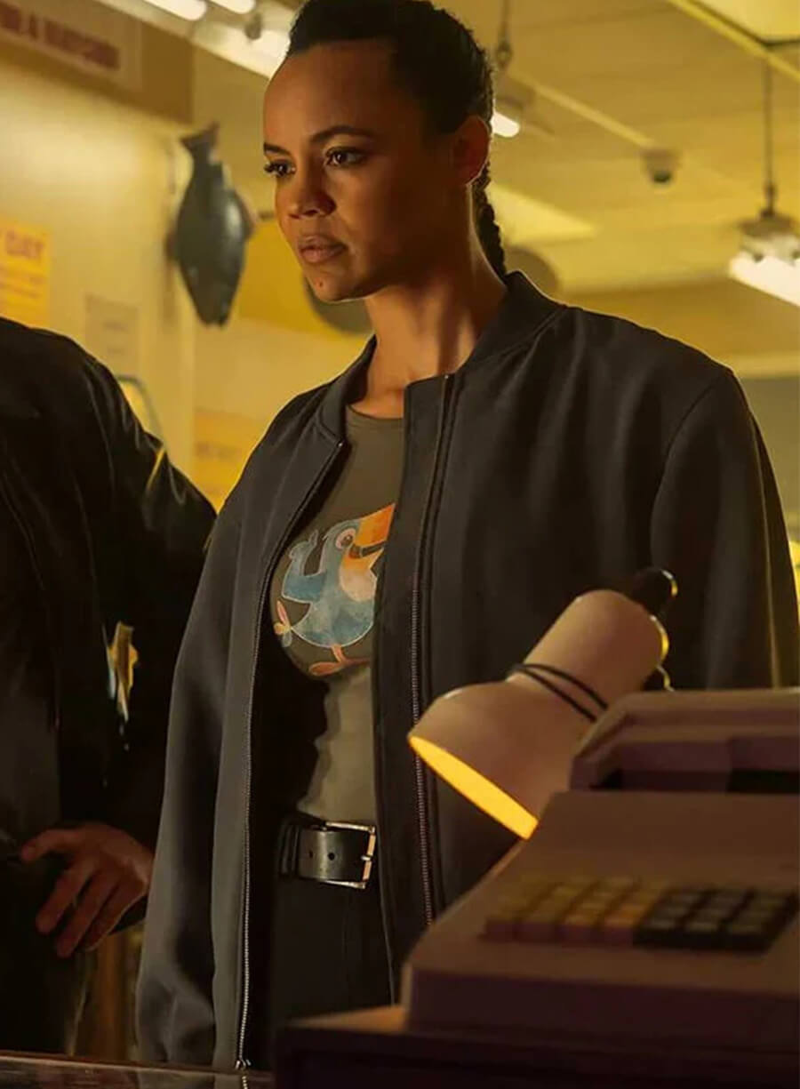 Maria Sten Neagley 2026 Grey Bomber Jacket